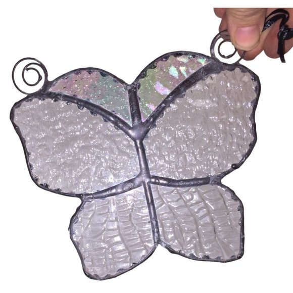 Pretty Clear Textured Glass Stained Glass Butterfly Suncatcher Window Decor - 3 - Picture 3 of 8